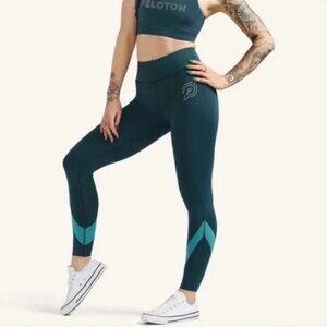 Teal Peloton Laser Cut Leggings  Size S